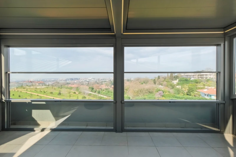 Wide Upglass installation integrated into a residential structure.